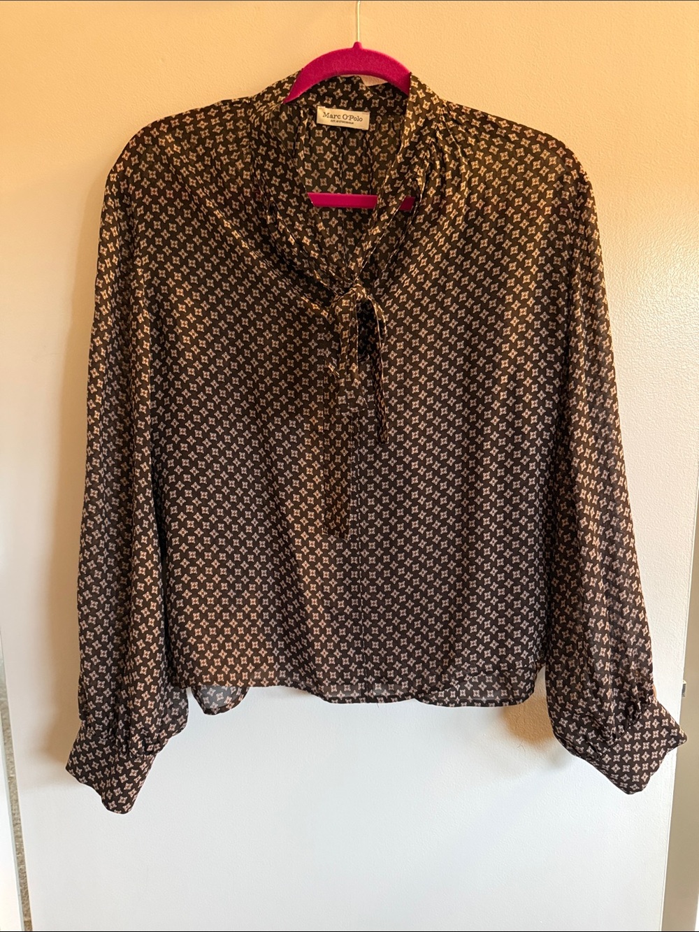 Printed Brown Tie-Neck Blouse by Marc O'Polo